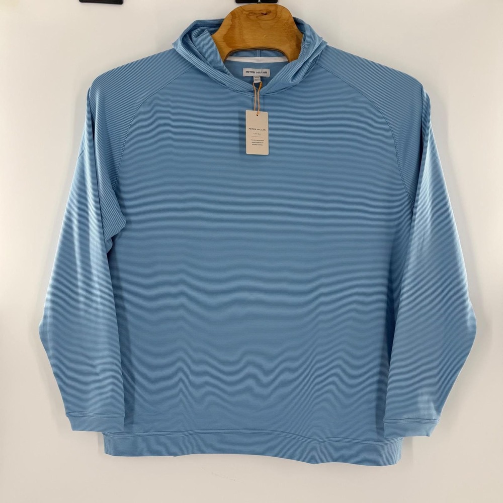 Peter Millar Crown Sport Mens XXL Etide Blue Stripe Performance Hoodie MF23EK45B - Picture 6 of 13